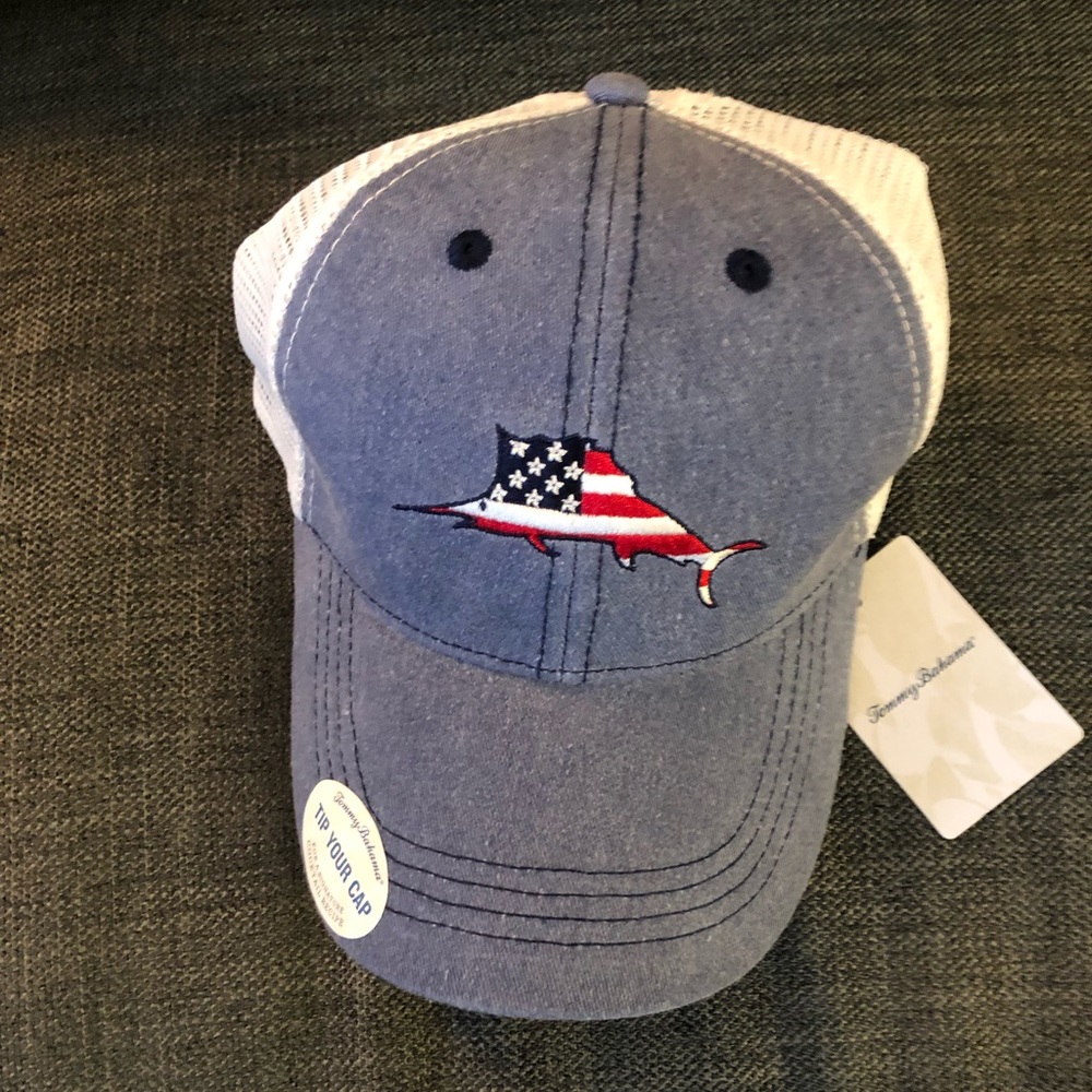 π Tommy Bahama Patriotic Marlin Logo Trucker Hat - Picture 2 of 8
